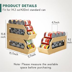 Wooden Can <b>Storage</b> Rack 3 Tier Stackable Rectangle Unfinished For Kitchen Pantry Organization - Product Image 5