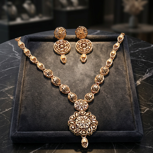 Wholesale Brass 14K18K24K Gold Plated Forming Short Necklaces Fashion Jewelry Turkish Design Traditional Jewelry Set Oro Joyeria - Product Image 3
