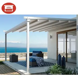 LED Lights Retractable Canopy Pergola Cover Removable Waterproof Awnings