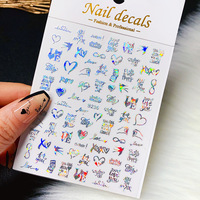 Autocollants pour ongles en 3D style INS, graffiti d'amour, commerce électronique transfrontalier, Saint-Valentin, lettres en forme de cœur, bricolage, gel UV, résine, sans colle
