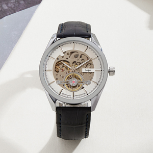 Montre-Bracelet Mécanique Automatique de Luxe Personnalisable Tourbillon Cadran Jour <span class=keywords><strong>Saphir</strong></span> Argent/ Bracelet <span class=keywords><strong>Cuir</strong></span> - Product Image 2