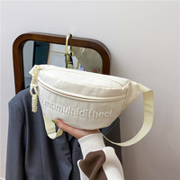 Sac bandoulière portable en polyester pour femme, sac de poitrine, sac banane, sac de taille style sportif, broderie tendance