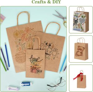 Sacs en papier kraft biodégradables/compostables de haute qualité, bon marché, colorés, luxueux, certifiés, avec poignées, impression personnalisée, emballage alimentaire - Product Image 6