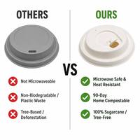 Couvre-gobelet jetable biodégradable écologique en bagasse, couvercle de boisson en fibre naturelle