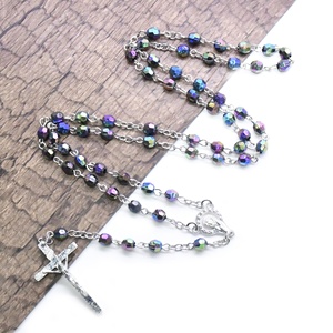 Chapelet catholique en cristal, 7 pièces, collier avec croix, religieux, dans la communion, pour prière Promotion - Product Image 4