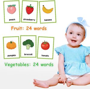 Tarjetas <span class=keywords><strong>de</strong></span> Memoria con Frutas y Verduras para Niños, Tarjetas <span class=keywords><strong>de</strong></span> Palabras con Imágenes Bilingües para el Aprendizaje Temprano <span class=keywords><strong>de</strong></span> Bebés, Niños Pequeños y Preescolares - Product Image 4