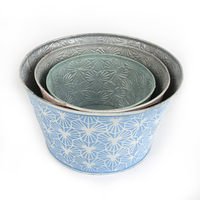 Pot de fleurs en fer, petit pot de plantes, pour jardin et maison, léger, durable, design mignon, métal galvanisé, lignes vertes et bleues