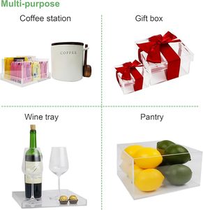 투명 아크릴 보관함 7.9x7.9x3.9 인치/200X200X100mm 사각 큐브 용기 뚜껑 캔디 알약 작은 보석 진열대 - Product Image 3