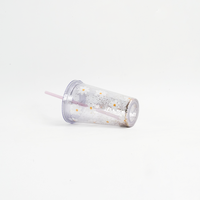 Gobelet en plastique transparent à double paroi de 16 oz pour boissons froides, réutilisable, promotionnel, avec paille et impression de logo personnalisé
