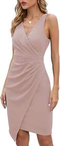 Vestido de cóctel ajustado asimétrico sin mangas con cuello en V para mujer, traje Formal de estilo corto para invitados de boda, novedad de <span class=keywords><strong>2023</strong></span> - Product Image 2
