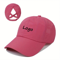 Op maat gemaakte logo gym paardenstaart pet met logo baseball caps voor dames met geborduurd logo meisjes snel drogende sport pet met paardenstaart opening