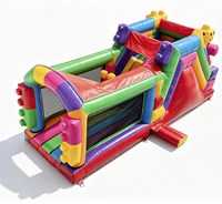 Parcours d'obstacles gonflable en PVC de 27 pieds, 1 pièce, briques de construction 3D, pour usage commercial extérieur par FUN BOUNCE
