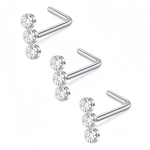 Clous de nez en acier inoxydable avec strass, forme boule, sertissage à griffes, pour piercing, bijoux, cadeau - Product Image 1
