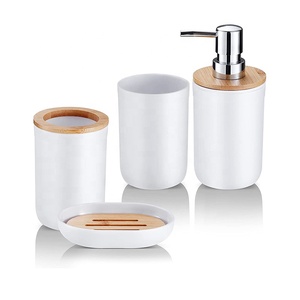 Bathroom Accessories Set 4Piece Plastic Bathroom Decor Sets Accessories Toothbrush Holder Toothbrush Cup soap Dispenser