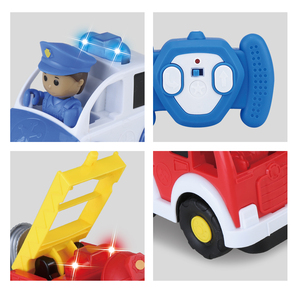 Il Mio Primo Set di Veicoli RC Jolly Wheels 2.4G per Servizi Urbani: Auto della Polizia e Camion dei Pompieri con Luci e Suoni per Neonati e Bambini - Product Image 5
