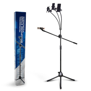 Soporte móvil para transmisión en vivo con soporte para teléfono y micrófono, altura ajustable de 60-145 cm para uso en interiores y exteriores - Product Image 5