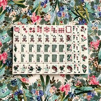 Jeu de Mahjong Moderne Pliable à Motif Floral Artistique, Tuiles de Mahjong Vert Jade en Acrylique Double Couche, Ensemble Personnalisable pour Jeu de Table