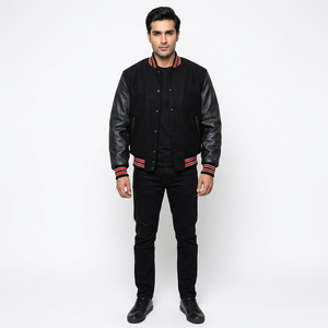 20252026 Custom Logo Breathable Stand Collar Covered Button Closure Varsity <b>Jackets</b> Embroidery College <b>Baseball</b> <b>Jacket</b> <b>Men</b> - Product Image 1
