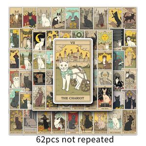 62Pcs tarocchi gatto <span class=keywords><strong>adesivi</strong></span> Graffiti in stile medievale per Laptop Wall Car decorazione impermeabile Cartoon tarocchi Sticker - Product Image 5