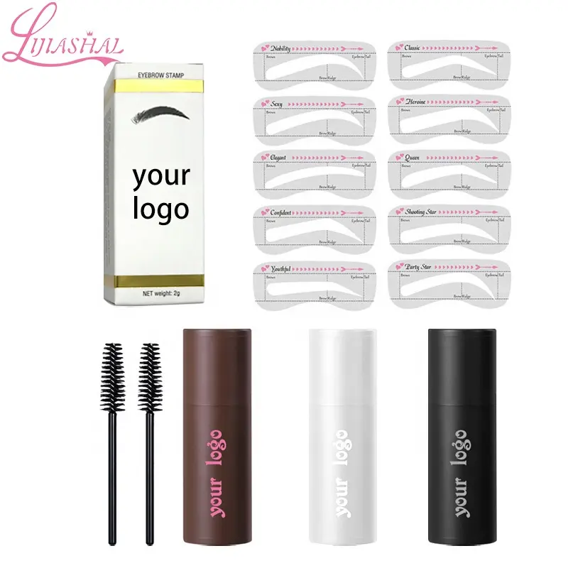 Производитель макияжа, 2021, набор штампов с высоким пигментом для бровей, трафарет с собственным логотипом