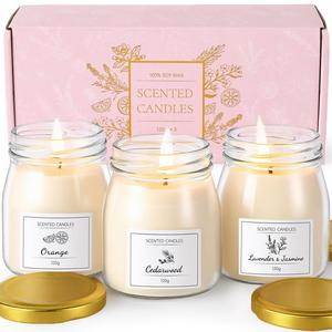 3 bougies parfumées à l'aromathérapie à base de soja, longue durée de combustion, pour la décoration de la maison, de la chambre, la méditation, la Saint-Valentin et Diwali, faites à la main - Product Image 1