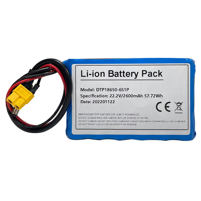 Factory Direct Customized 18650 Battery Pack Rechargeable Lithium Battery Pack 6S1P Lithium Ion Battery 22.2V 2600mAh for E-bike