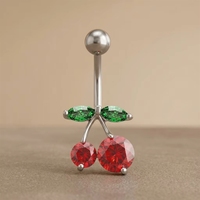 Anneau de nombril en titane cerise, bijoux de piercing pour femme, bijoux de corps tendance, fournisseur en gros personnalisé OEM, usine ODM