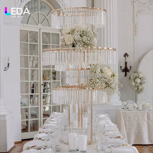 ฉากหลังตกแต่งงานเลี้ยงหรูหรา LEDA สีทองทรงกลม พร้อมขาตั้งดอกไม้โลหะสี่ชั้นสำหรับตกแต่งโต๊ะงานแต่งงาน - Product Image 4