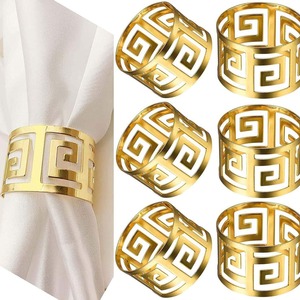 Basit arka karakter düğün yemeği masası süsler ağız halka altın peçete halkası Metal içi boş peçete halkası - Product Image 1