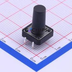TC-1103-C-Y Tactile Switch Through hole Component THT-4P,12x12mm Switch Single Pole Single Throw Round Button 2.6N Through Hole - Product Image 1