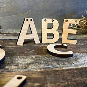Scrapbooking lettere in legno taglio Laser alfabeto legno e simboli piccolo alfabeto in legno con fori preforati - Product Image 5