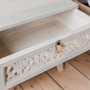 Mesita de noche de madera maciza de mango, mesita de noche resistente y elegante con cajón espacioso, diseño duradero, perfecto para almacenamiento en el dormitorio - Product Image 4