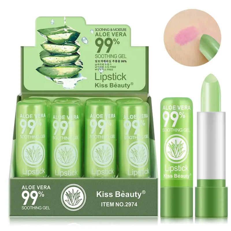 Natural Kiss Beauty Waterproof Moisturizing Lip Stick Lip Balm Color Changing Aloe Vera Lipstick For Women