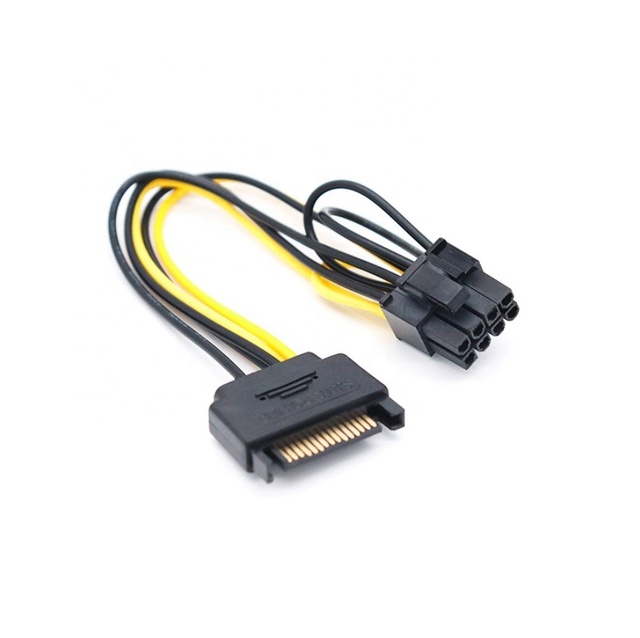 Premium OEM 20CM 15pin SATA Cable Male to 8Pin(6+2) PCI-E Power Cable 15-Pin to 8 Pin Adapter Cable 18AWG Wire for Graphics Card