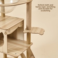 Arbre à chat tout-en-un avec lit et griffoir, gain de place, en panneau de densité (non-bois massif), style épuré, modèle T4, pour usage domestique, emballage carton