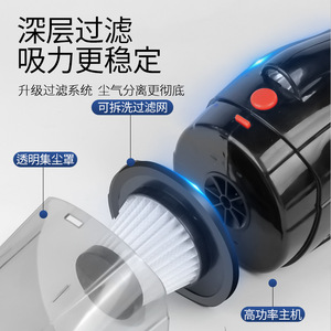 Aspirateur de voiture portable sans fil rechargeable 0,5L-1L haute puissance avec éclairage LED pour le nettoyage de l'intérieur de la voiture - Product Image 4