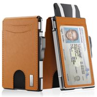 Prix usine Offre Spéciale porte-cartes haut en cuir véritable porte-cartes portefeuille en aluminium porte-cartes de crédit portefeuilles pour hommes