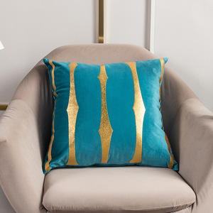 Housse de <span class=keywords><strong>coussin</strong></span> ChamXue, taies d'oreiller, housse de <span class=keywords><strong>coussin</strong></span> rectangulaire en peluche de luxe, rayures imprimées dorées pour salon, chambre à coucher, canapé, voiture - Product Image 1
