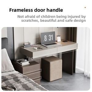 Scrivania Minimalista in Stile Italiano per Ufficio Domestico, Design Moderno di Lusso Leggero, Sensazione Premium, Legno Massello, Scrivania da Sera con Spazio di Archiviazione, Personalizzabile - Product Image 4