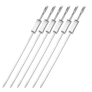 Thickened Barbecue Needle Stainless Steel Flat BBQ Rotisserie Roasting Sticks Chicken Wing Skewer