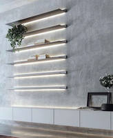 Étagères murales flottantes moderne minimaliste luxe modulaire personnalisé métal aluminium avec lumière LED pour salon chambre