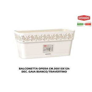 Stefanplast Gaia Decor Blanc/Travertin Cm.30 Balcon Opera Pots et jardinières - Product Image 1