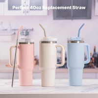 Pailles en acier inoxydable pour le remplacement du gobelet Stanley 40 oz Accessoires de paille de coupe Stanley 40 oz avec embouts en silicone