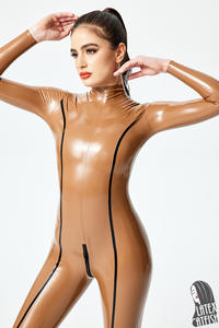 LatexCatfish - Traje <span class=keywords><strong>de</strong></span> látex para <span class=keywords><strong>mujer</strong></span>, color marrón metálico, 0,4 mm <span class=keywords><strong>de</strong></span> grosor, con cremallera trasera <span class=keywords><strong>de</strong></span> 3 vías - Product Image 4