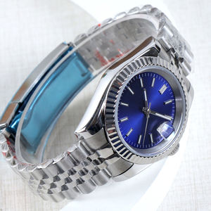 Montre en acier NH35 avec logo personnalisé, 36 mm/39 mm, mouvement automatique, cadran bleu, étanche 10 bars/100 mètres, montre-bracelet de luxe pour homme - Product Image 4