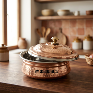 Hammered Copper Rice Dish with Lid Engraving Technique Vintage Style Durable for Party Home Hotel & Restaurant Use - Product Image 3