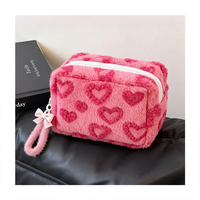 ISEN – Trousse de Maquillage/Crayons en Peluche Cœur, Fermeture Éclair Douce, Portable, Motif Tendance, Pliable, Multifonction, Grande Capacité