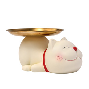 Lucky Cat Storage Ornament Resin Tray Irregular Shape Standing Type Multifunction Home Decoration Gift - Product Image 2