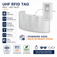 Étiquettes RFID UHF Mini M830 en rouleau, étanches, pré-encodées, pour bijoux, lunettes et magasins d'optique, en gros, faible MOQ, stock disponible