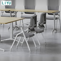 Chaise de formation exécutive contemporaine LIYU, dossier ergonomique en maille, siège en tissu, hauteur réglable, mobilier de bureau empilable, vente en gros